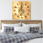 Toile Horloge Gold Treble Clef Avec Cercle De Cinquantiè (Insitu(Chambre))