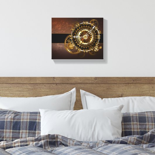 Toile Horloge Steampunk avec des engrenages anciens (Insitu(Chambre))