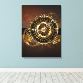 Toile Horloge Steampunk avec des engrenages anciens (Insitu (Plancher de Bois))