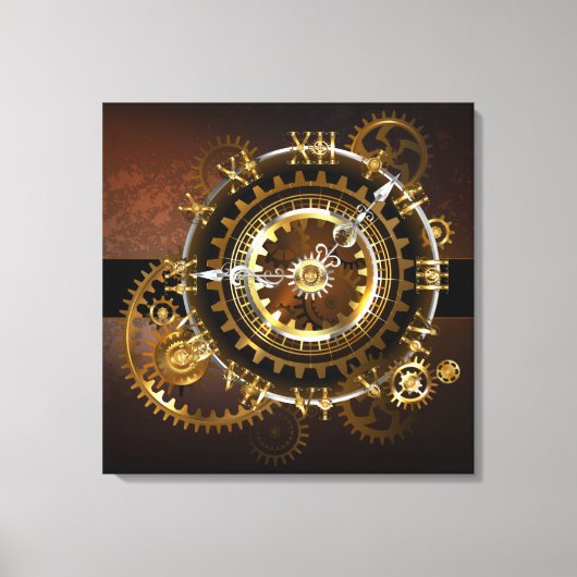 Toile Horloge Steampunk avec des engrenages anciens (Recto)