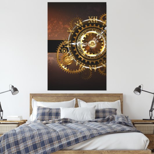 Toile Horloge Steampunk avec des engrenages anciens (Insitu(Chambre))