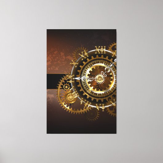 Toile Horloge Steampunk avec des engrenages anciens (Recto)