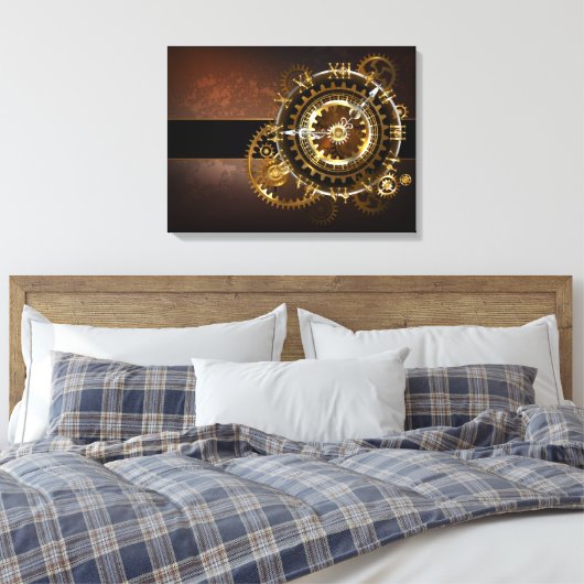 Toile Horloge Steampunk avec des engrenages anciens (Insitu(Chambre))