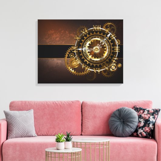 Toile Horloge Steampunk avec des engrenages anciens (Insitu(Salon))