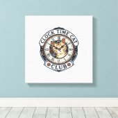 Toile Horloge Temps Chat Chat Graphique Tee Art - Horlog (Insitu (Plancher de Bois))