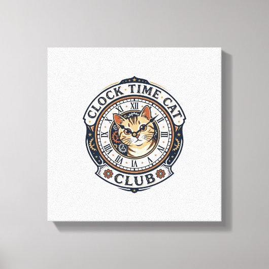 Toile Horloge Temps Chat Chat Graphique Tee Art - Horlog (Recto)
