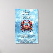 Toile Horoscope signe astrologique du cancer le crabe (Recto)
