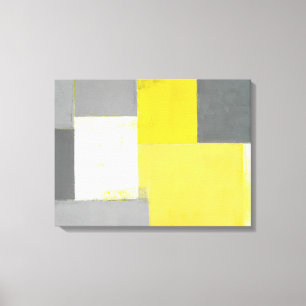 Toile "Hors de l'art abstrait gris et jaune d'étape"