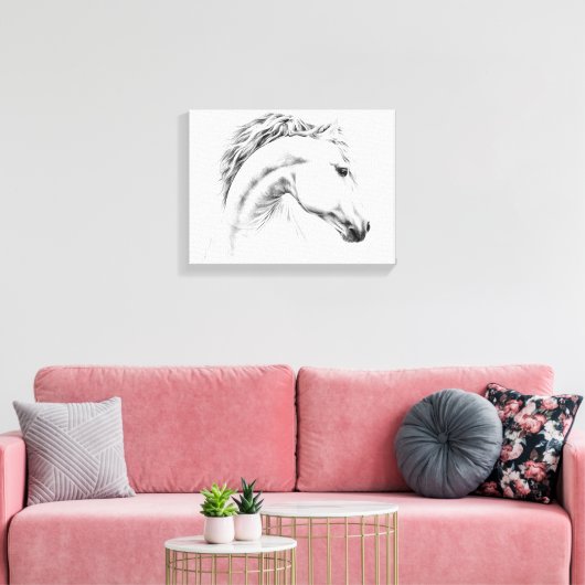 Toile Horse portrait drawing equestrian art (Insitu(Salon))