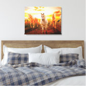 Toile Horses at sunset throw pillow (Insitu(Chambre))