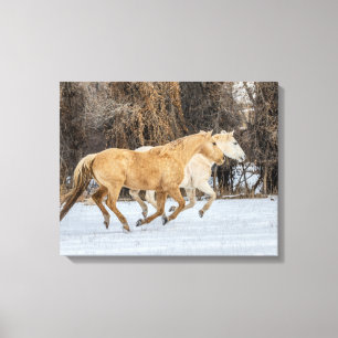 Toile Horses Running in Snow