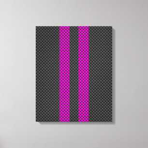 Toile Hot Fuchsia Pink Racing Stripes Carbon Fiber Style