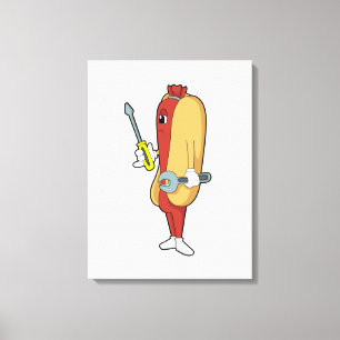 Toile Hotdog en mécanique avec outil
