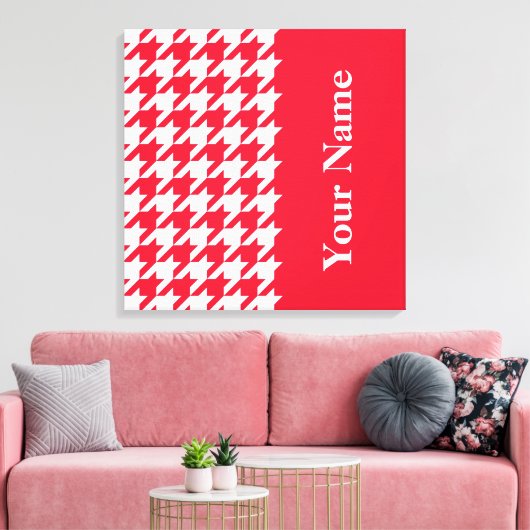 Toile Houndstooth élégant en géranium (Insitu(Salon))