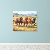 Toile Hourses Painting Premium Wrapped Canvas (Insitu (Plancher de Bois))