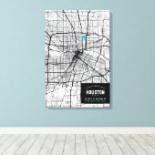Toile Houston, Texas City Map + Marquer Votre Emplacemen (Insitu (Plancher de Bois))