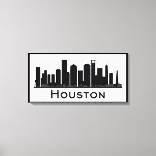 Toile Houston, Texas Skyline de la ville noire et blan