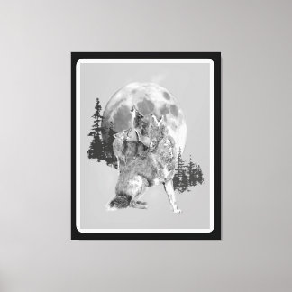 Toile Howling Coyotes Animal Watercolor Wildlife Art