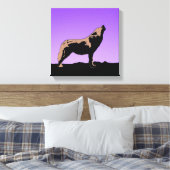 Toile Howling Wolf at Sunset - Art faunique original (Insitu(Chambre))