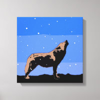 Howling Wolf en hiver - Art faunique original