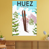 Toile Huez France Affiche rétro de ski (Insitu(Salon))