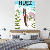 Toile Huez France Affiche rétro de ski (Insitu(Chambre))