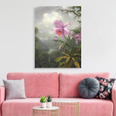 Toile Hummingbird Perched on an Orchid Plant by MJ Heade (Insitu(Salon))