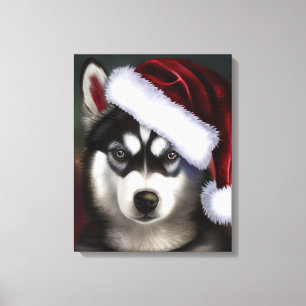 Toile Husky sibérien de Noël / Chien à traîneaux