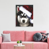 Toile Husky sibérien de Noël / Chien à traîneaux (Insitu(Salon))