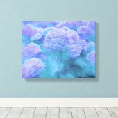 Toile Hydrangea Floral Chic Purple Turquoise Vintage (Insitu (Plancher de Bois))