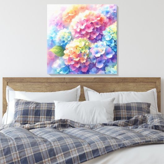 Toile Hydrangea Whispers : Un arc-en-ciel en fleurs (Insitu(Chambre))