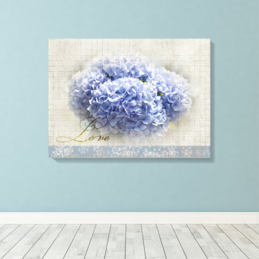 Toile Hydrangeas bleu romantique (Insitu (Plancher de Bois))