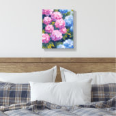 Toile Hydrangeas d'été | Fleurs côtières roses et bleues (Insitu(Chambre))