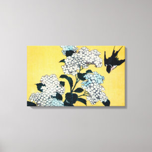 Toile Hydrangée et hirondelle, Hokusai, Ukiyo-e
