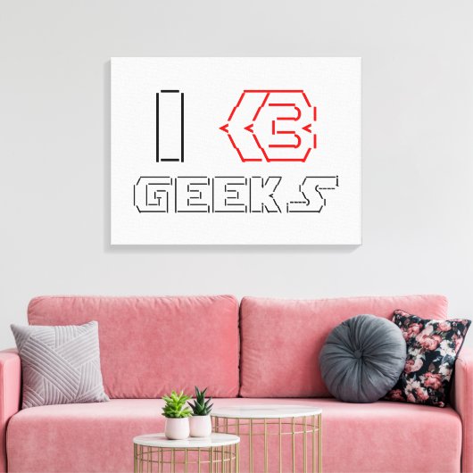 Toile I Heart Geek ASCII ART (Insitu(Salon))
