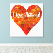 Toile I Love Automne!—Rouge Aspen Leaf Heart 1 (Insitu (Plancher de Bois))