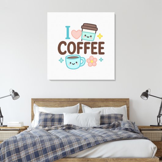 Toile I Love Coffee Cute Kawaii Sticker – Adorable Coffe (Insitu(Chambre))