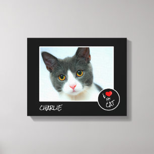 Toile I Love My Cat, Custom Photo - Pet Lovers