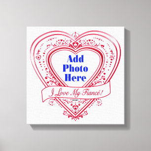 Toile I Love My Fiancé ! Photo Red Hearts