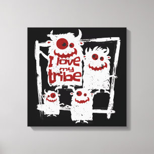 Toile I Love My Tribe Funny Famille Monstre Halloween