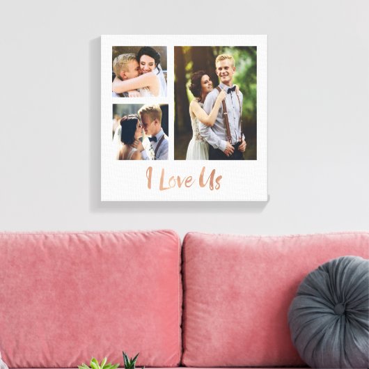 Toile I Love Us Rose Gold Script Mariage Canvas (Insitu(Salon))