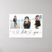 Toile I Love You Modern Heart Script Photo Collage (Recto)