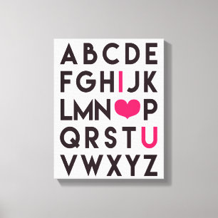 Toile I LOVE YOU - Romantic Alphabet Canvas
