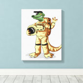 Toile Iguanodon Habillé Dans Un Spacesuit Cosmonaute. (Insitu (Plancher de Bois))