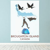 Toile Île de Broughton Canada Carte de voyage (Insitu (Plancher de Bois))