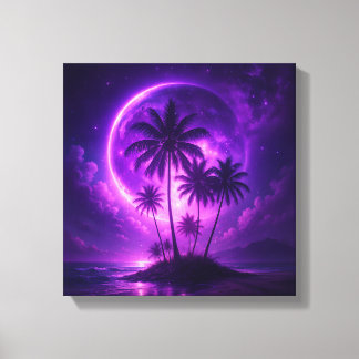 Toile Île de la Lune Violette Paysage de Rêve