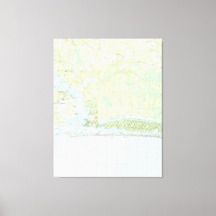 Toile Île la Caroline du Nord Map (1990) de chêne