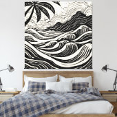 Toile Île tropicale sur le style d'impression sur bois d (Insitu(Chambre))