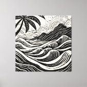 Toile Île tropicale sur le style d'impression sur bois d (Recto)