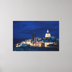 Toile Illuminé la nuit La vieille ville et le port de La